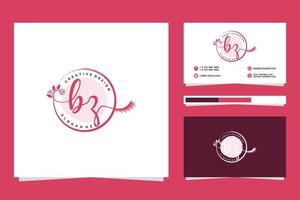 colecciones iniciales de logotipos femeninos bz y vector premium de plantilla de tarjeta de visita