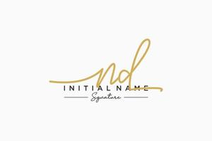 Initial ND signature logo template vector. Hand drawn Calligraphy lettering Vector illustration.
