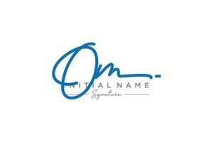 Initial OM signature logo template vector. Hand drawn Calligraphy lettering Vector illustration.