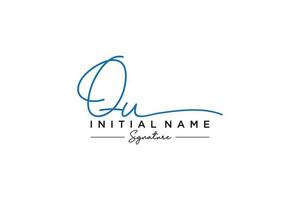 Initial QU signature logo template vector. Hand drawn Calligraphy lettering Vector illustration.