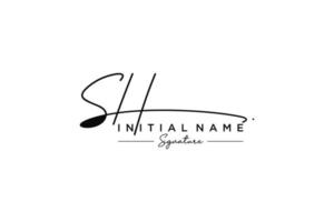 Initial SH signature logo template vector. Hand drawn Calligraphy lettering Vector illustration.