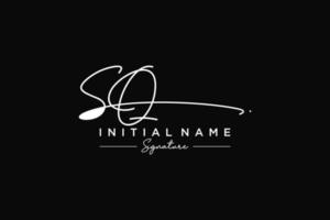 Initial SQ signature logo template vector. Hand drawn Calligraphy lettering Vector illustration.