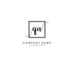 Initial QA beauty monogram and elegant logo design, handwriting logo of initial signature, wedding, fashion, floral and botanical with creative template. vector