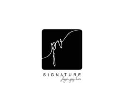 Initial PV beauty monogram and elegant logo design, handwriting logo of initial signature, wedding, fashion, floral and botanical with creative template. vector