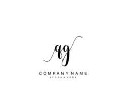 Initial QG beauty monogram and elegant logo design, handwriting logo of initial signature, wedding, fashion, floral and botanical with creative template. vector