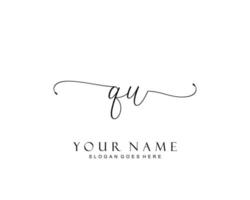 Initial QU beauty monogram and elegant logo design, handwriting logo of initial signature, wedding, fashion, floral and botanical with creative template. vector
