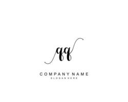 Initial QQ beauty monogram and elegant logo design, handwriting logo of initial signature, wedding, fashion, floral and botanical with creative template. vector