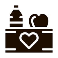 Volunteers Support Food Box Vector Icon