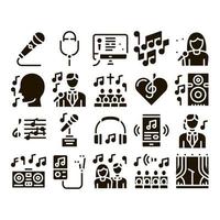 Singing Song Collection Elements Vector Icons Set