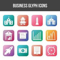 Unique Business Glyph icon set vector