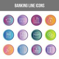 Unique Banking Line icon set vector