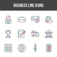 Unique Business Line icon set vector