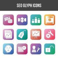 Unique SEO Glyph icon set vector