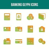 Unique Banking Glyph icon set vector