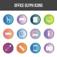 Unique Office Glyph icon set vector