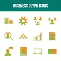 Unique Business Glyph icon set vector