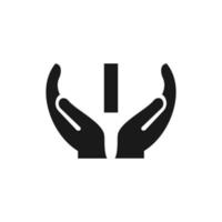 Letter I Giving Hand Logo Design. Hand Logo Design vector