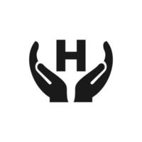 Letter H Giving Hand Logo Design. Hand Logo Design vector