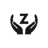 Letter Z Giving Hand Logo Design. Hand Logo Design vector