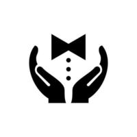 diseño de logotipo de corbata de mano. ate el logotipo con el vector de concepto de mano. diseño de logotipo de mano y corbata