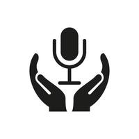 Hand Microphone logo design. Microphone logo with Hand concept vector. Hand and Microphone logo design vector