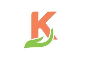 Letter K Giving Hand Logo Design. Hand Logo Design vector