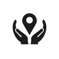 Hand Location logo design. Location logo with Hand concept vector. Hand and Location logo design vector