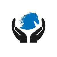 diseño de logotipo de caballo de mano. logotipo de caballo con vector de concepto de mano. diseño de logotipo de mano y caballo