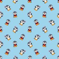 Seamless pattern background of valentine penguin vector