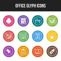 Unique Office Glyph icon set vector