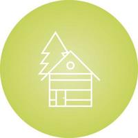 Beautiful House in trees Line Vector Icon