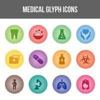conjunto de iconos de glifo médico único vector