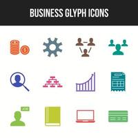 Unique Business Glyph icon set vector