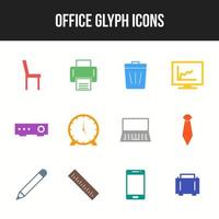 Unique Office Glyph icon set vector