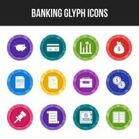 Unique Banking Glyph icon set vector