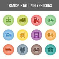 conjunto de iconos de glifo de transporte único vector