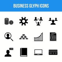 Unique Business Glyph icon set vector