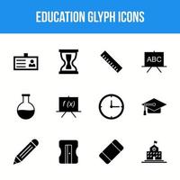 conjunto de iconos de glifo de educación única vector