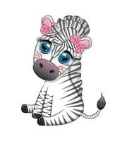 Striped zebra in a wreath of flowers, with a bouquet. Spring is coming vector