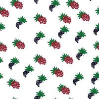 Seamless pattern with red and black currant berries and leaves. Summer food print vector