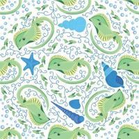 Batomorphi sea life, fish, animals bright seamless pattern. sea travel, snorkeling with animals, tropical fish vector