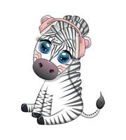 Cute zebra in headphones, love for music. Notes and treble clefs vector