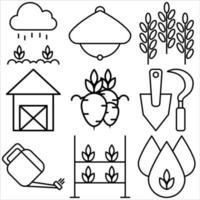 conjunto de iconos de agricultura estilo de esquema parte cuatro vector
