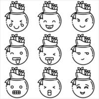 Emoji sack icon set outline style part two vector