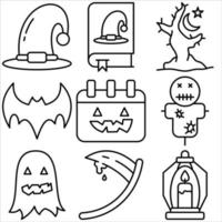 Halloween icon set outline style part four vector