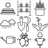 Farming icon set outline style part two vector