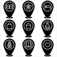 Marker pin icon set glyph style part four vector