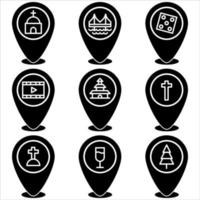 Marker pin icon set glyph style part six vector