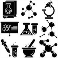 conjunto de iconos de laboratorio de química estilo glifo parte dos vector