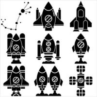Space icon set glyph style part four vector